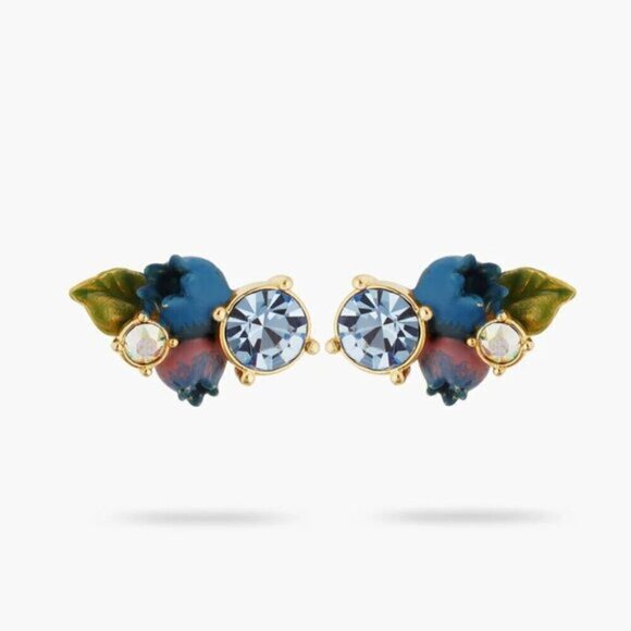 les nereides Jewelry - BLUEBERRY AND ROUND CUT STONE POST EARRINGS